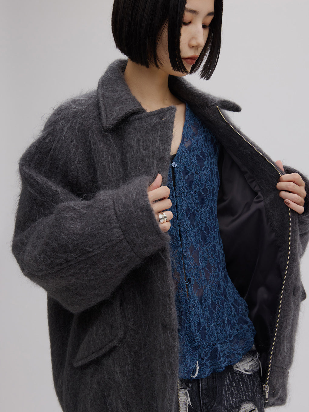 UND MOHAIR SHAGGY FLIGHT JACKET