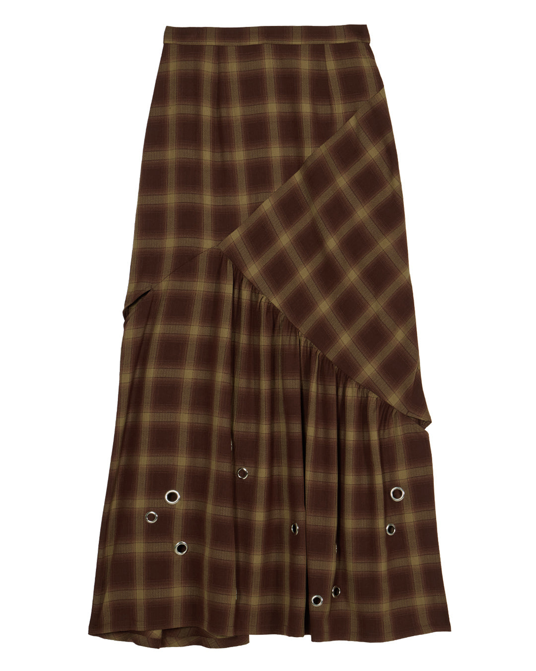 CHECK EYELET SEMI FLARE SKIRT
