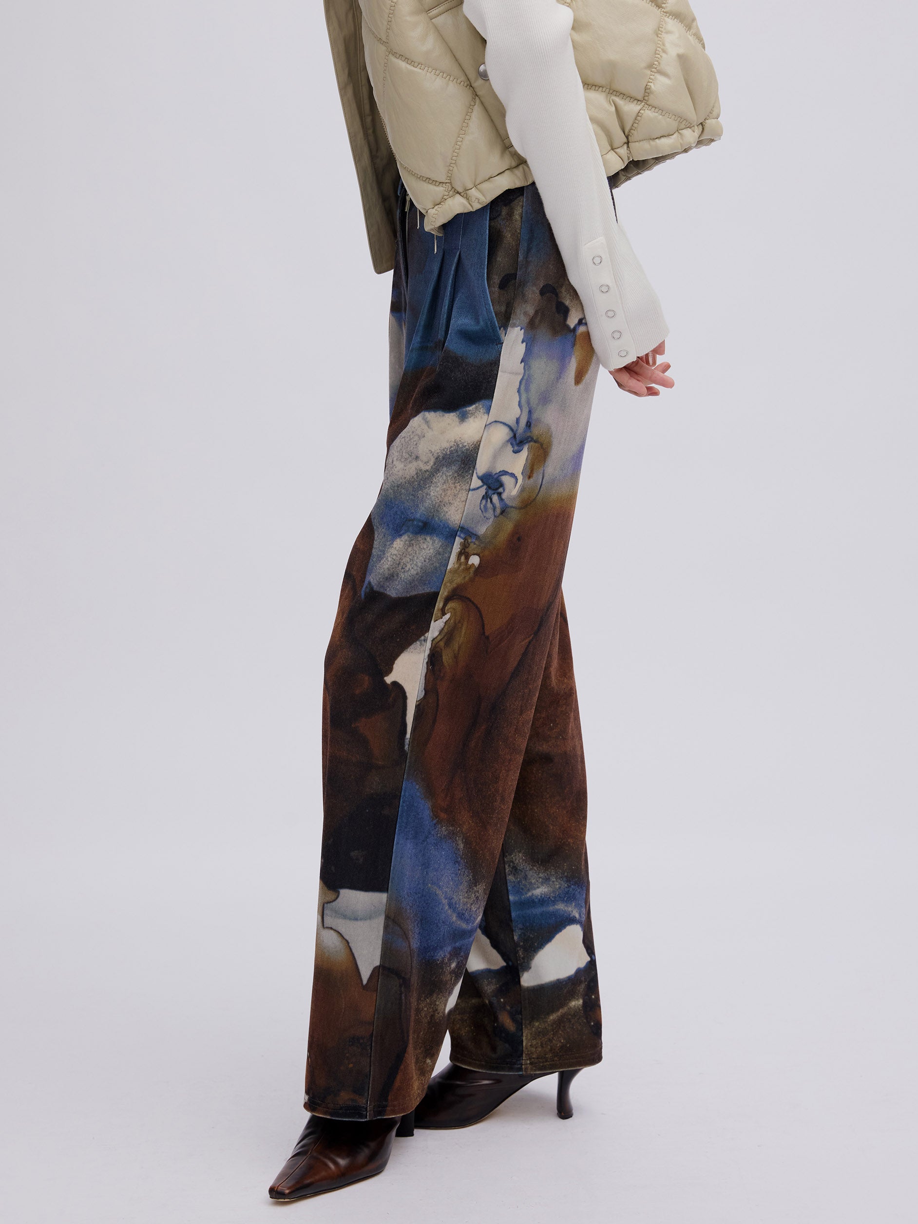 RUST INK ART WIDE PANTS