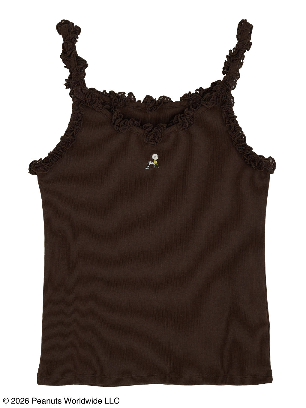 VINTAGE PEANUTS TWIST FRILL RIB CUT CAMI
