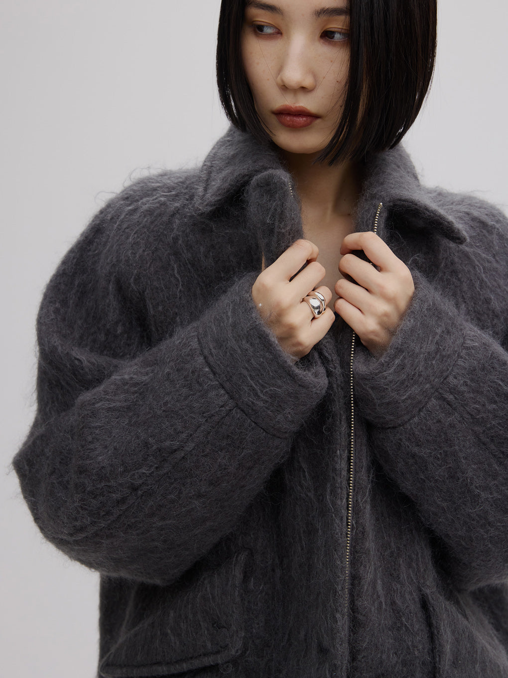 UND MOHAIR SHAGGY FLIGHT JACKET