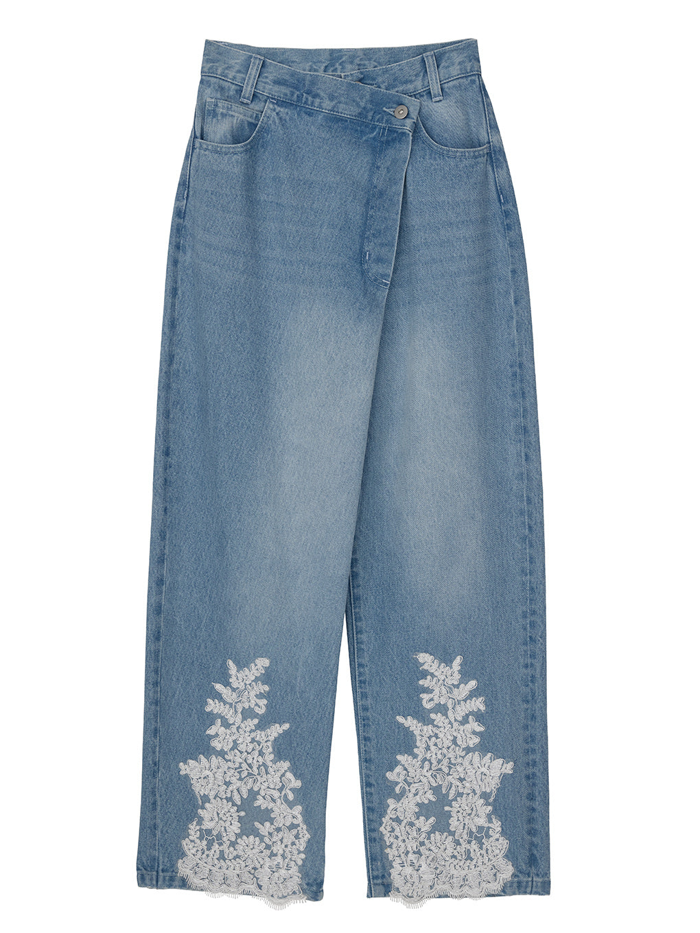 UND WIDE TUCK LACE DENIM PANTS