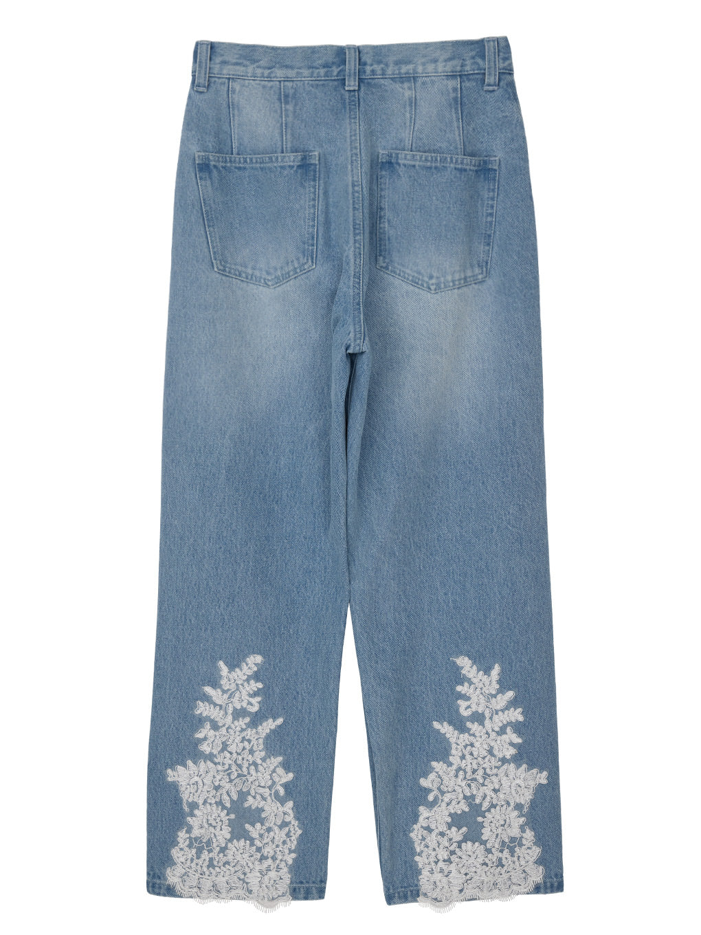 UND WIDE TUCK LACE DENIM PANTS