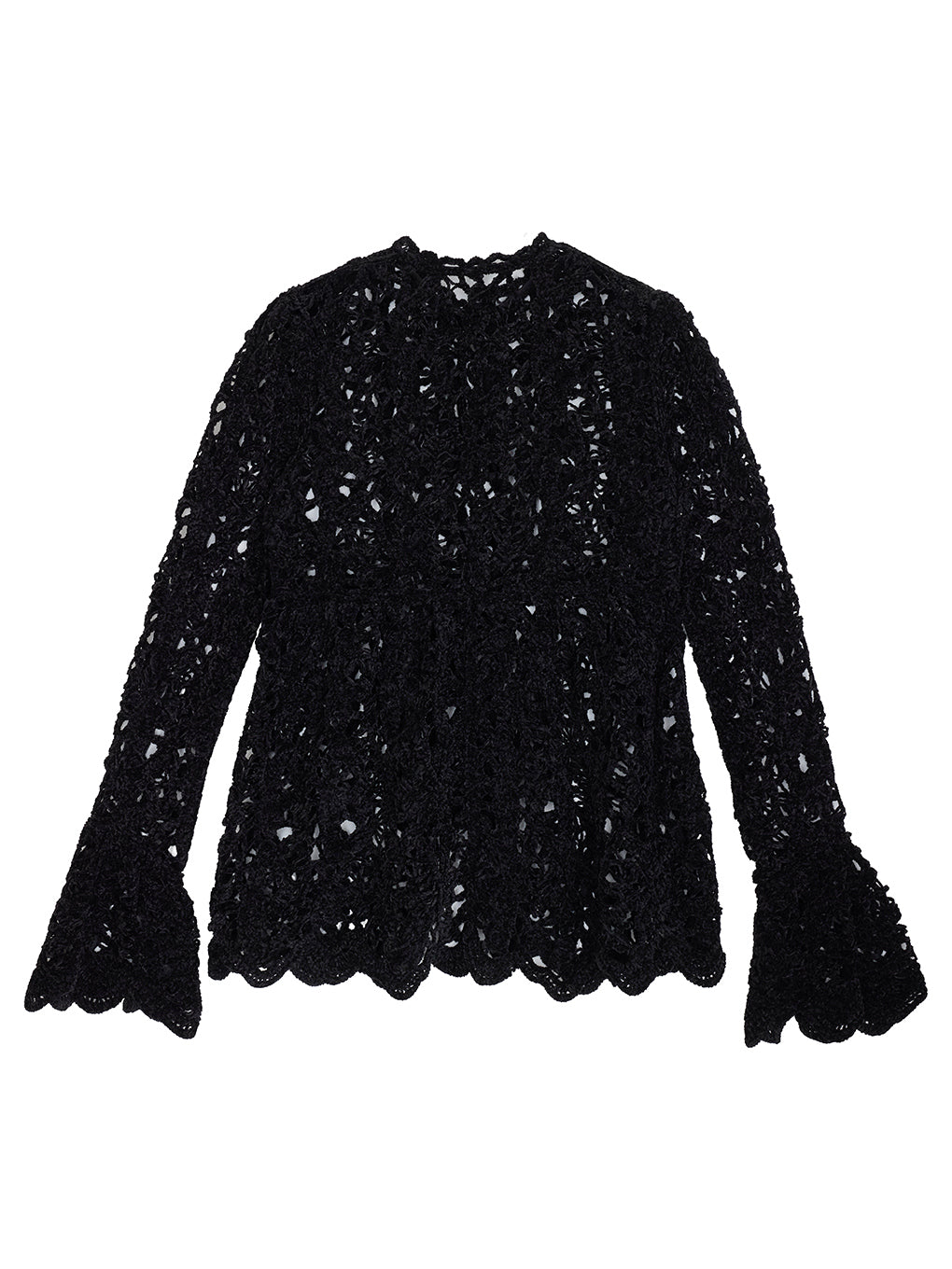 UND VELOUR LACE PEPLUM KNIT TOP