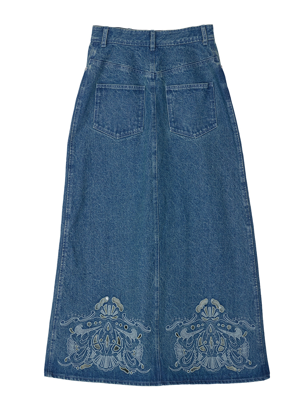 UND CUTWORK EMBROIDERY DENIM SKIRT
