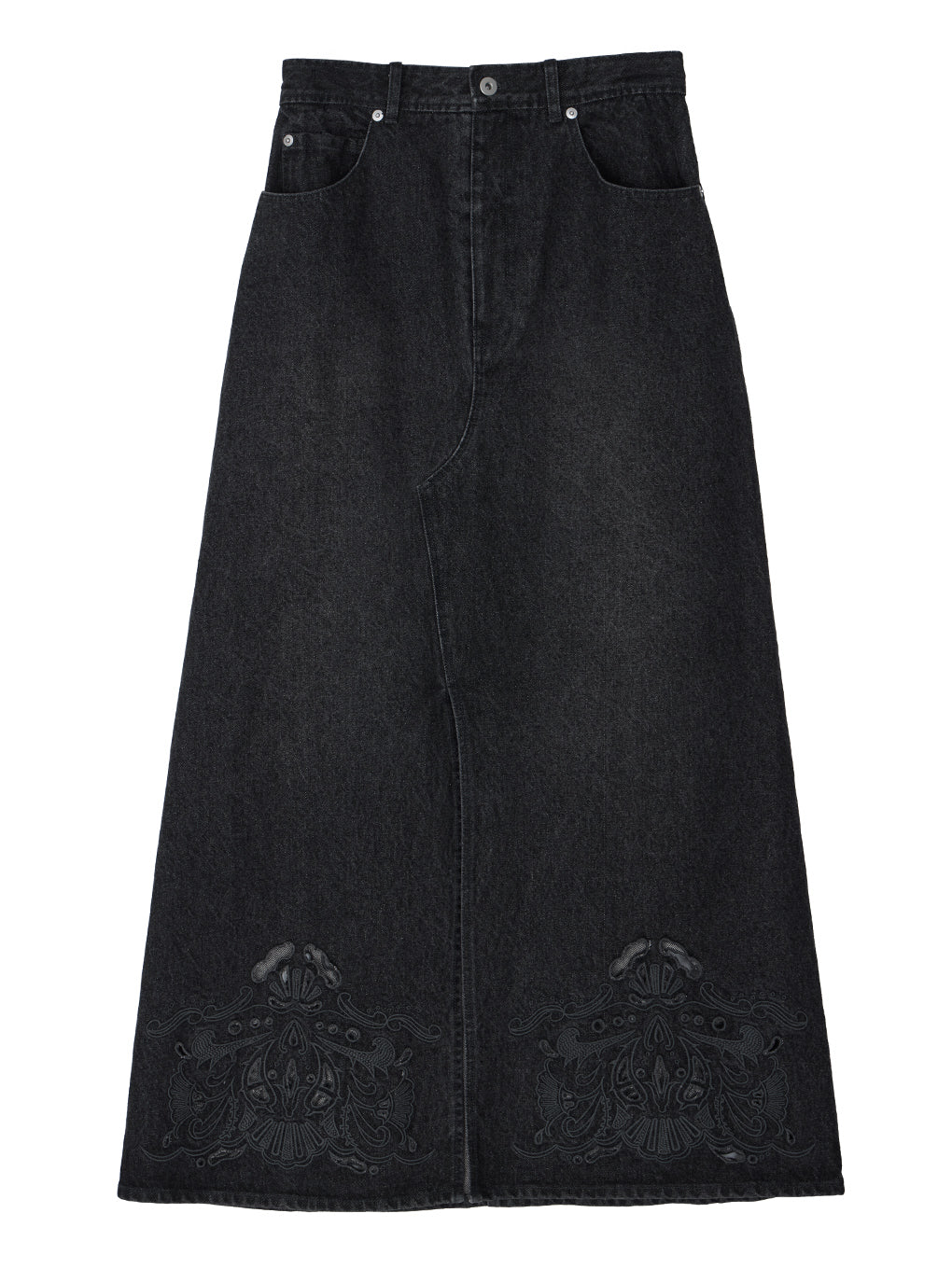 UND CUTWORK EMBROIDERY DENIM SKIRT