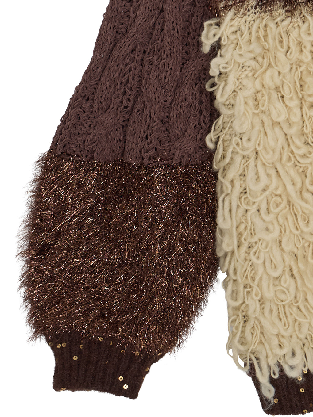 UND MIX YARN PATCHWORK KNIT CARDIGAN