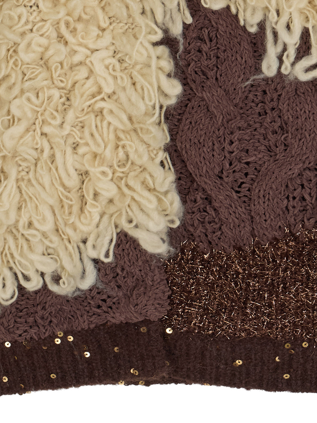 UND MIX YARN PATCHWORK KNIT CARDIGAN