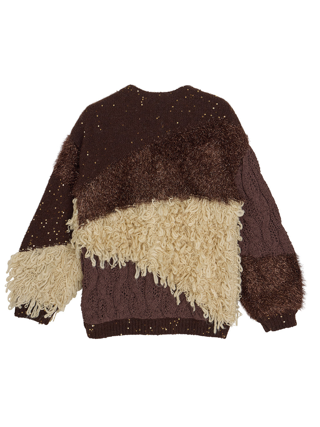 UND MIX YARN PATCHWORK KNIT CARDIGAN