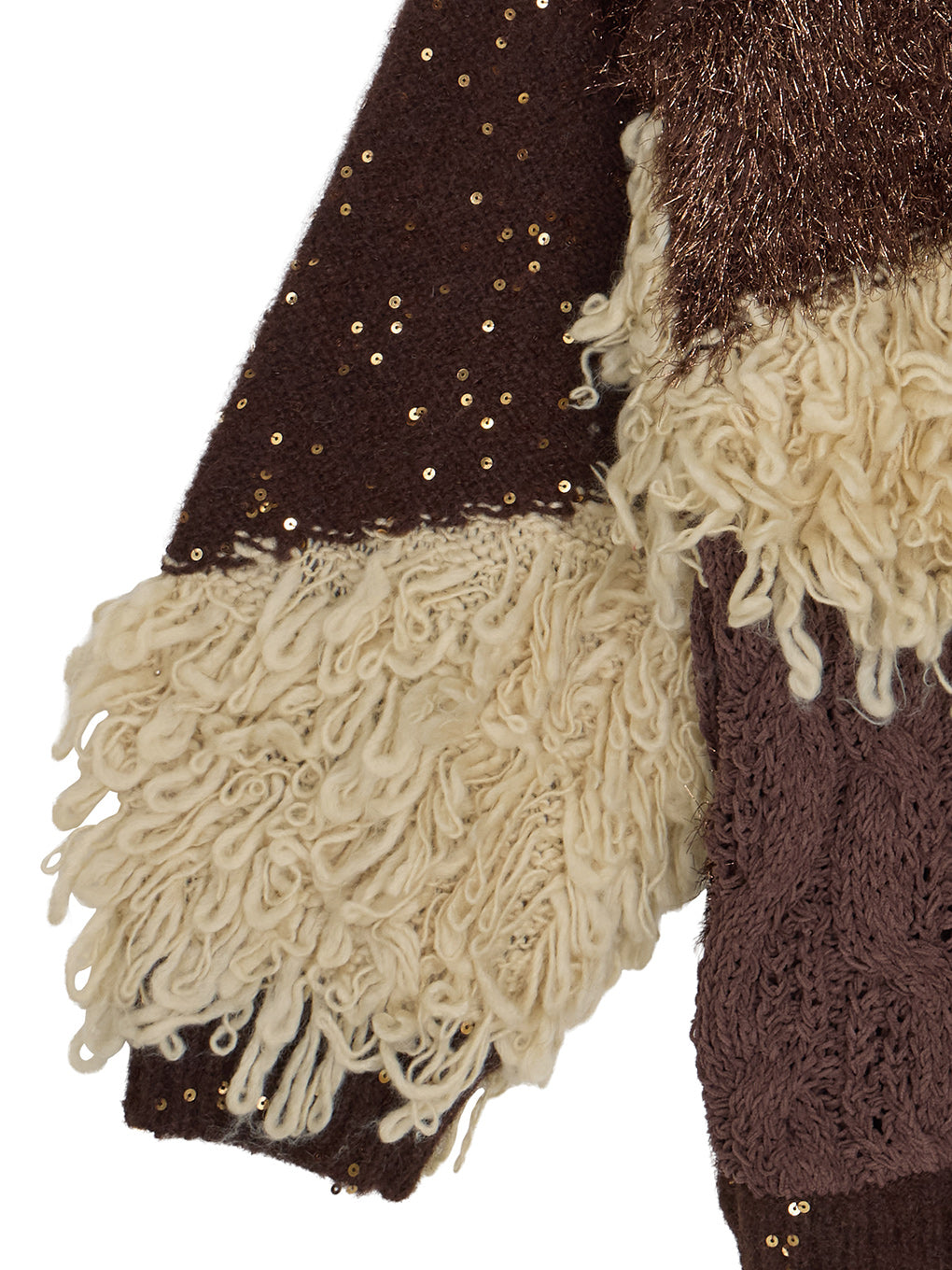 UND MIX YARN PATCHWORK KNIT CARDIGAN