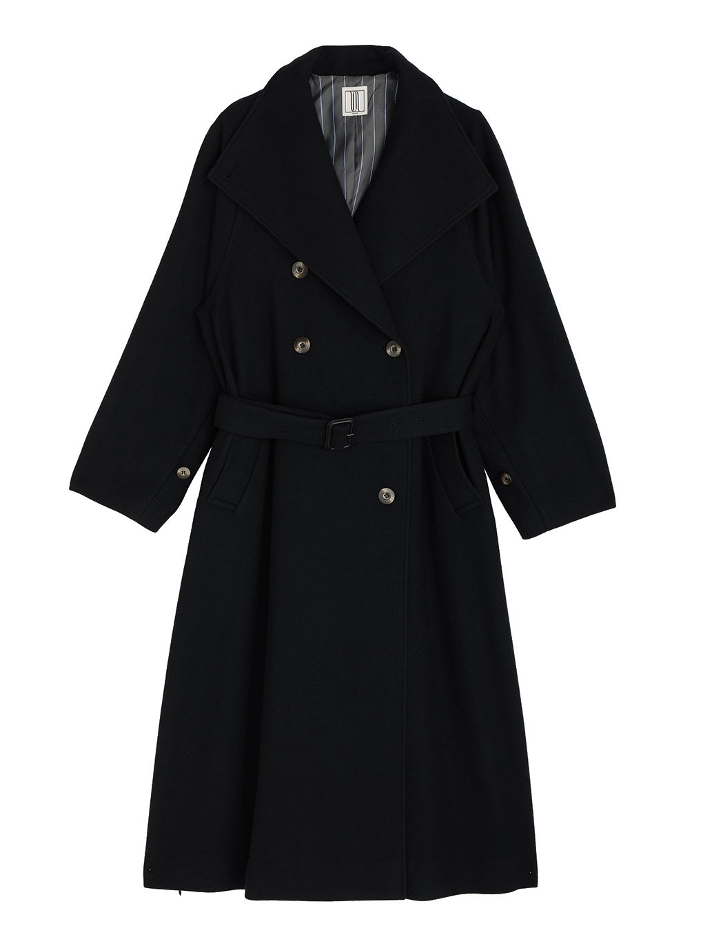 UND WOOL ASYMMETRY STAND COLLAR COAT