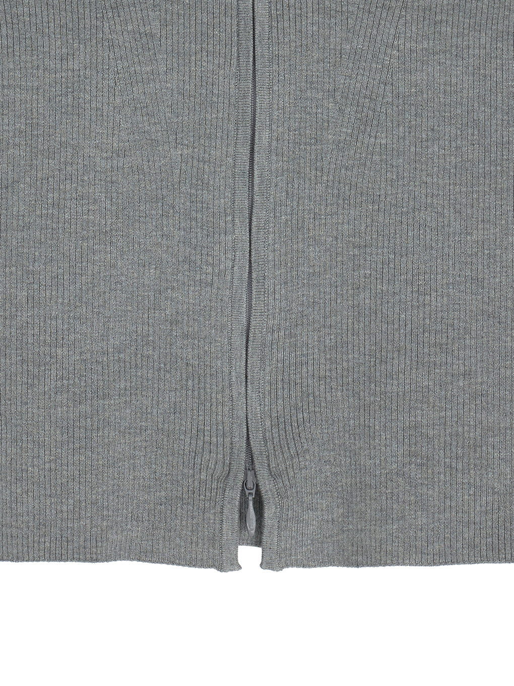 UND 2WAY FRILL NECK ZIP KNIT TOP