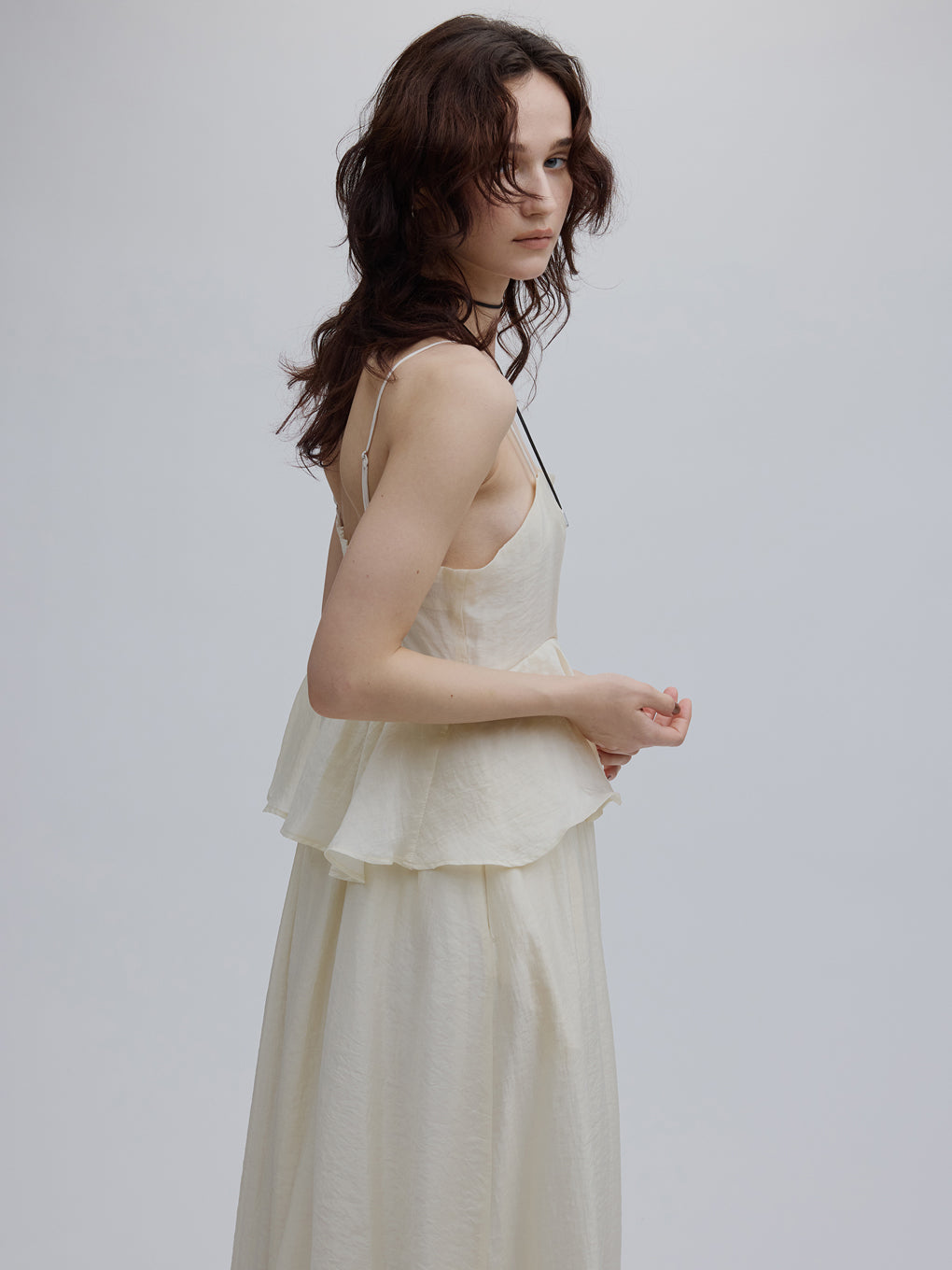 STRUCTURED PEPLUM CAMI ROMPERS