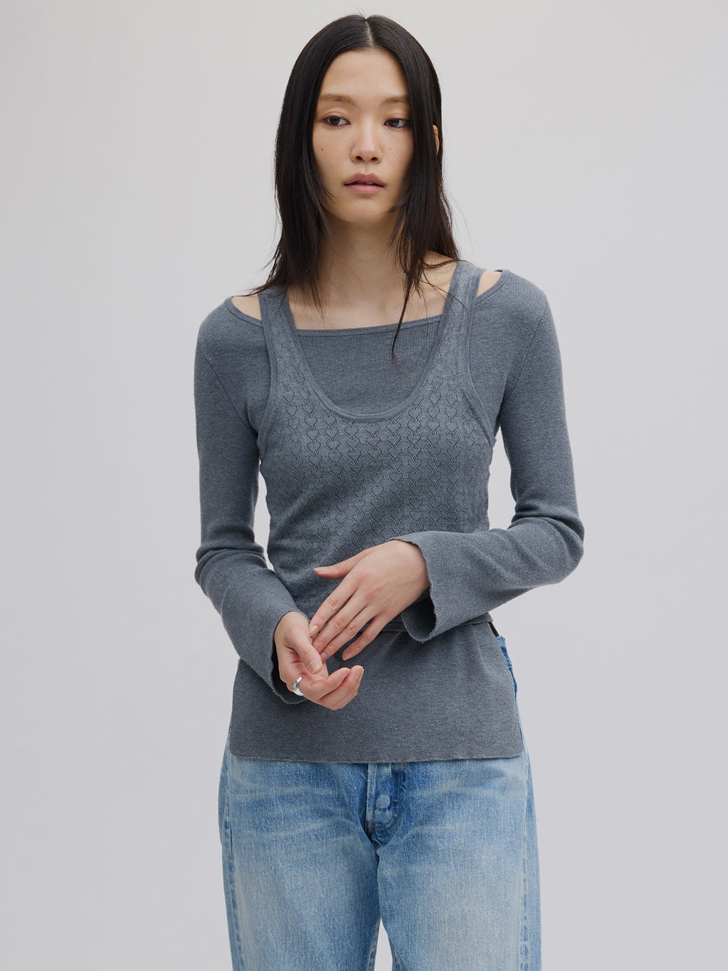 HEART TANK KNIT SET TOP