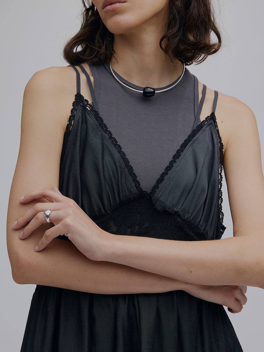 MEDI DENIM TOUCH LACE MIX TUNIC CAMISOLE
