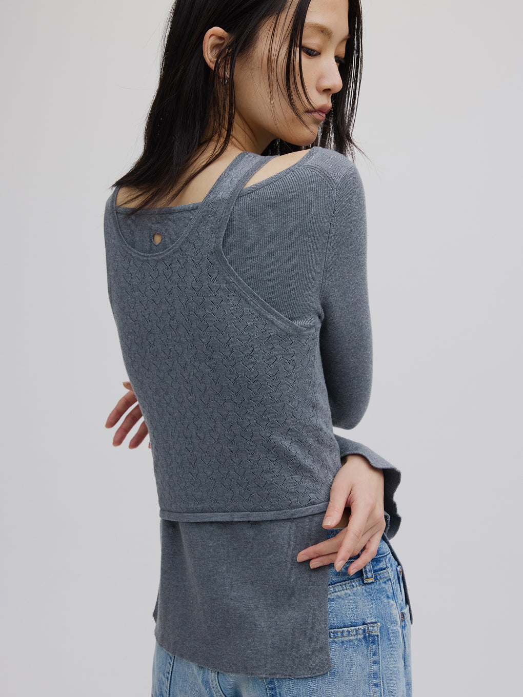 HEART TANK KNIT SET TOP