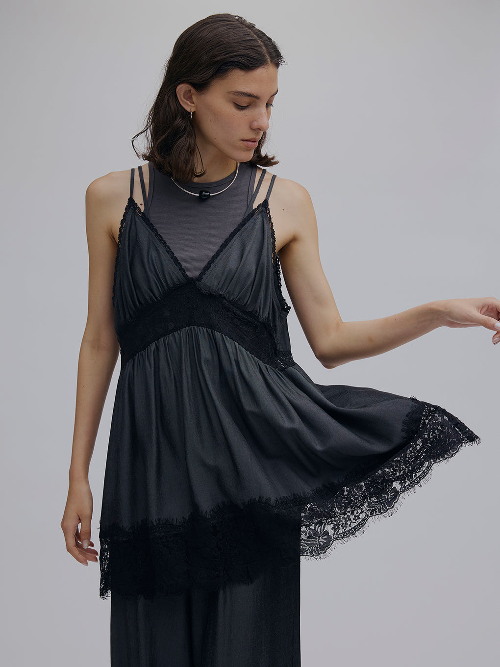 MEDI DENIM TOUCH LACE MIX TUNIC CAMISOLE