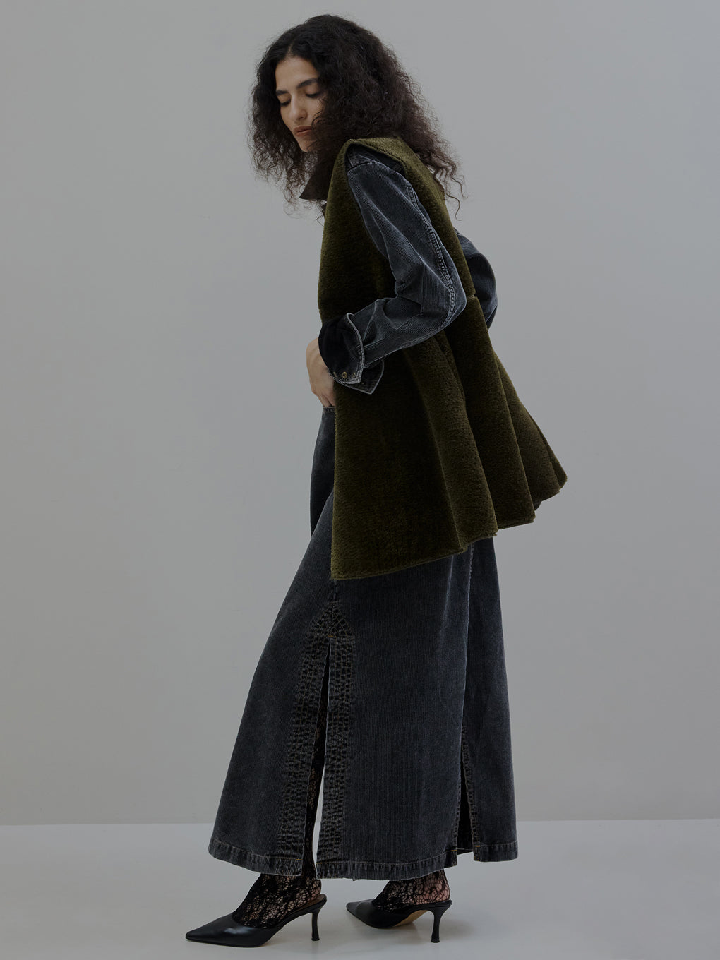 I LINE CORDUROY SHIRT DRESS