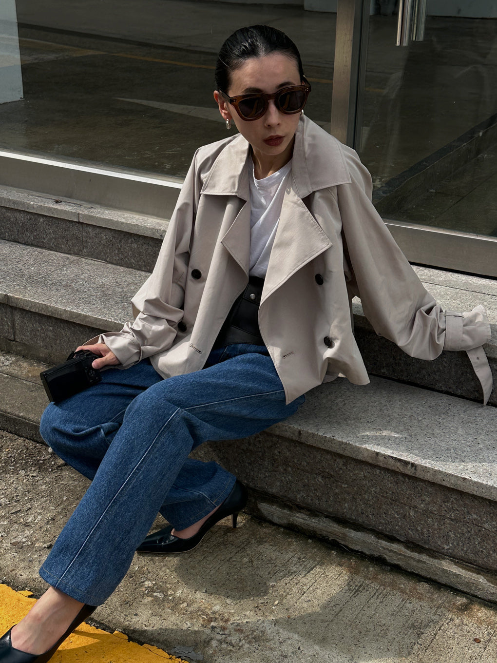 3WAY TULLE EMBROIDERY DOCKING TRENCH COAT