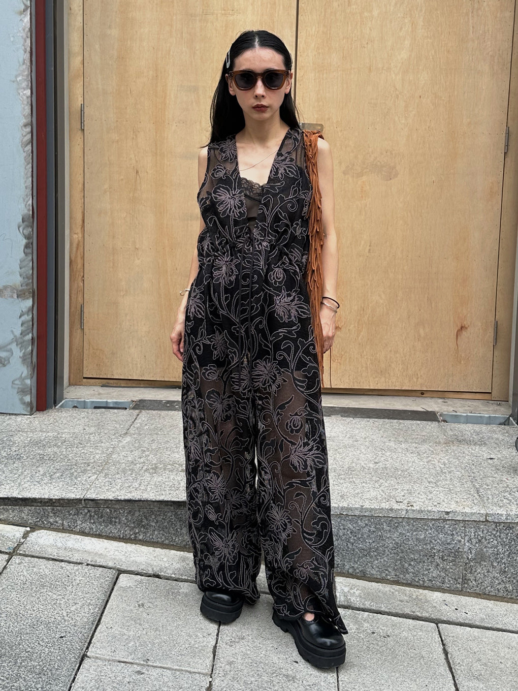 2WAY SILHOUETTE V NECK ROMPERS