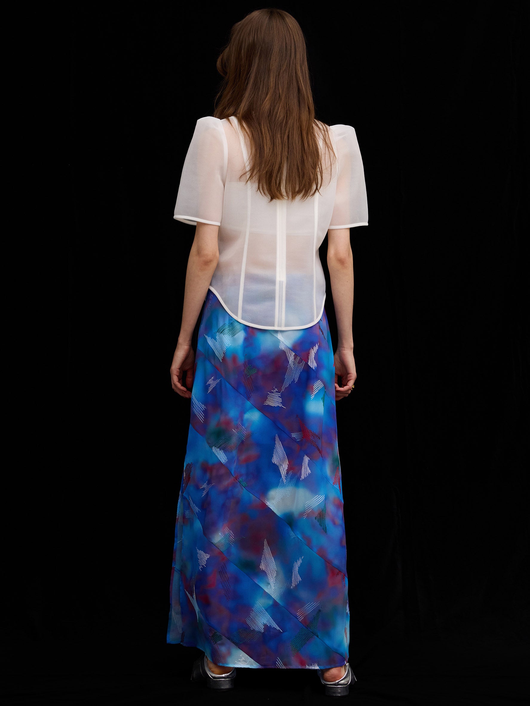 SHEER CARDBOARD PUFF SHOULDER TOP