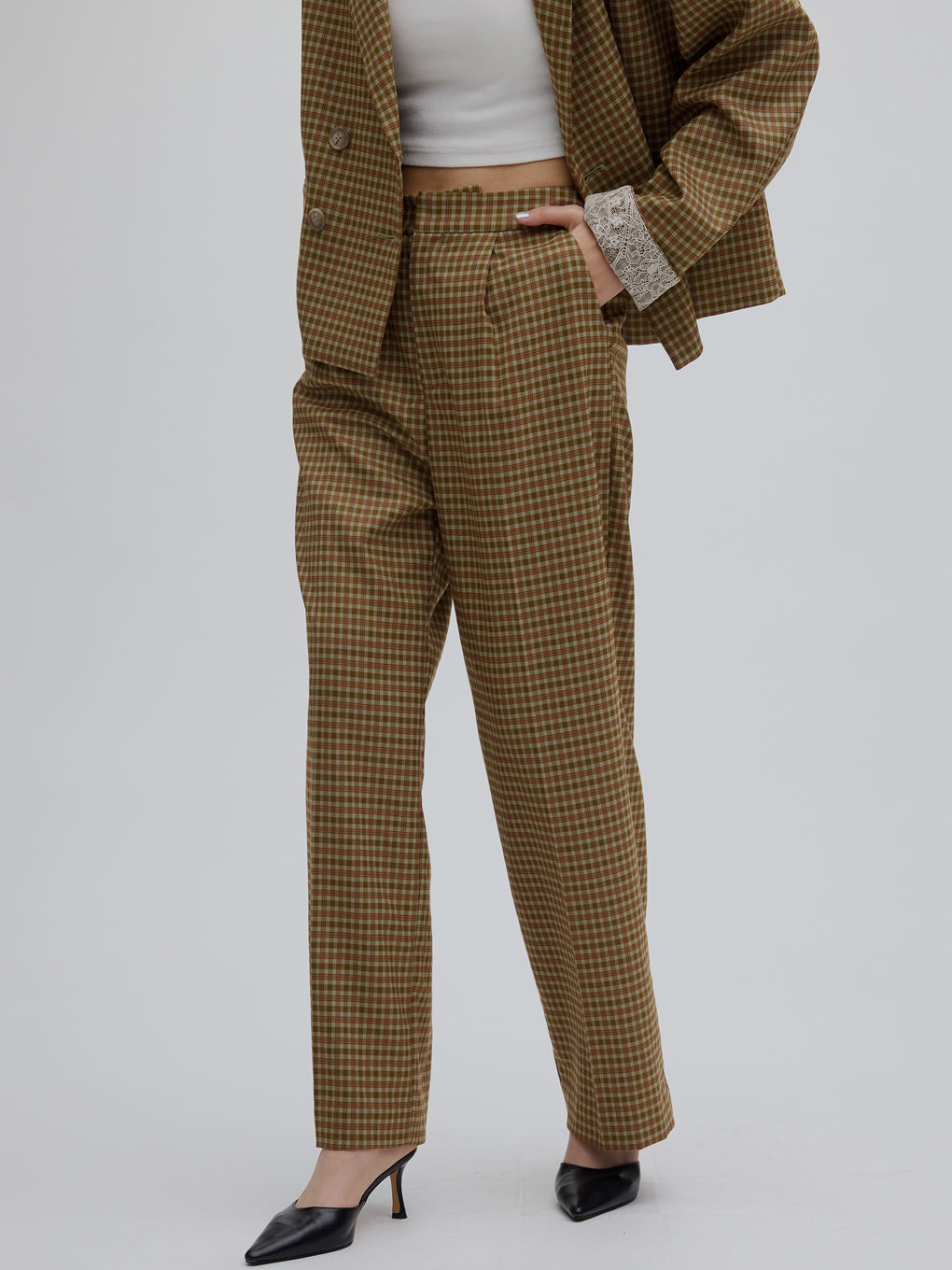 SATIN LACE LAYERED PANTS