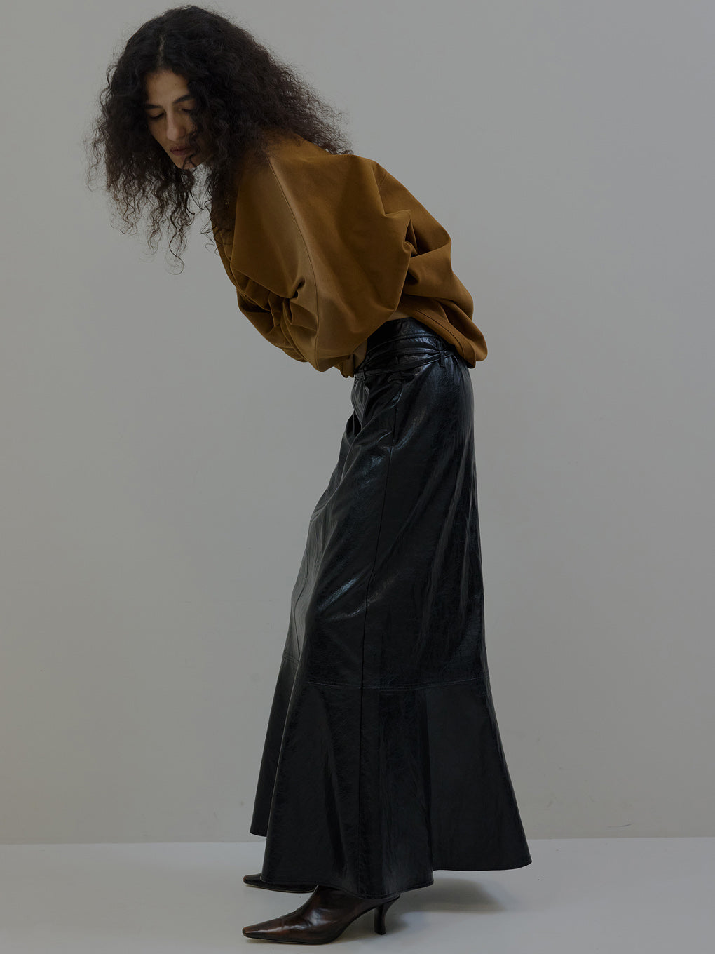 WAIST DESIGN BELT SEMI FLARE SKIRT