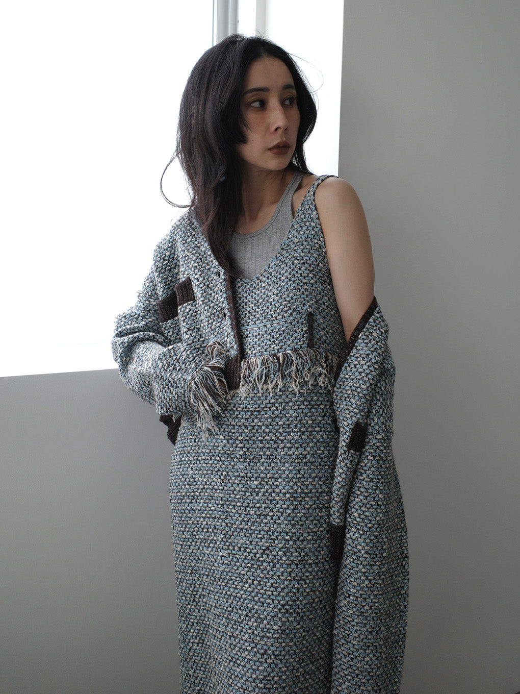 UND TWEED JUMPER SKIRT KNIT DRESS