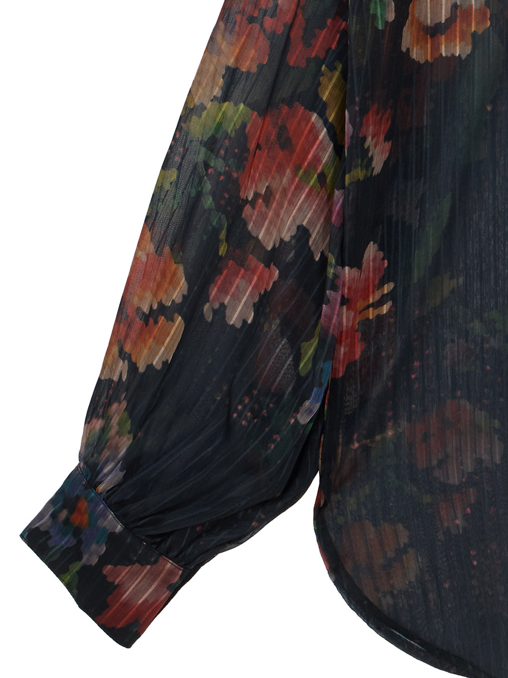 JACQUARD FLOWER PATTERN SHEER BLOUSE