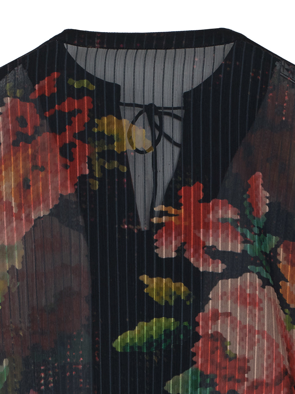 JACQUARD FLOWER PATTERN SHEER BLOUSE