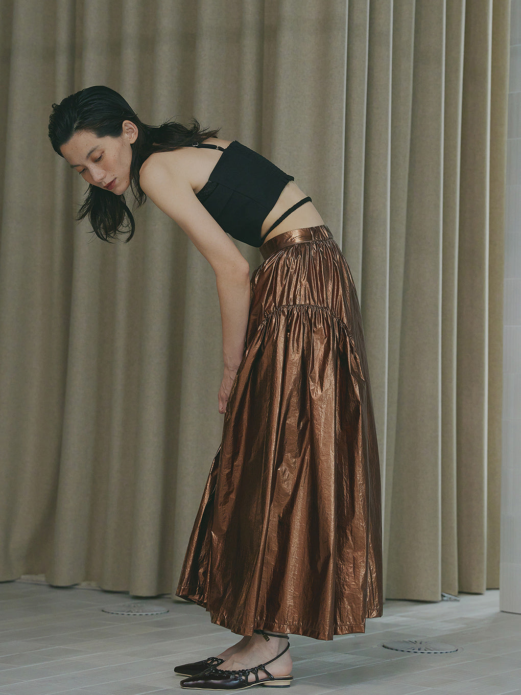 METALLIC VOLUME FLARE SKIRT