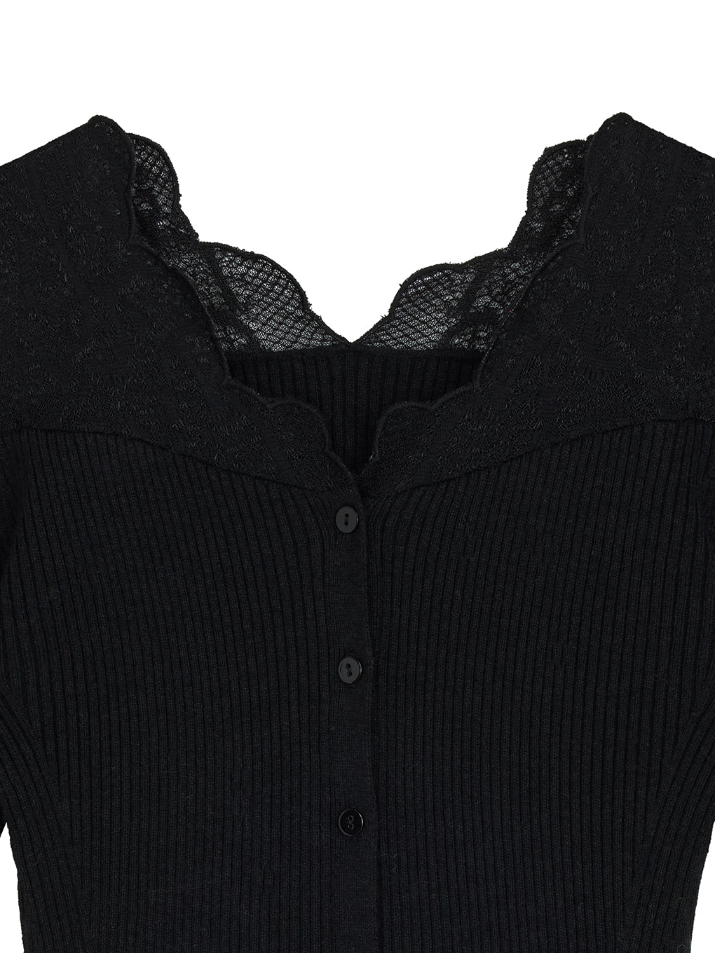 UND SCALLOPED LACE KNIT TOP