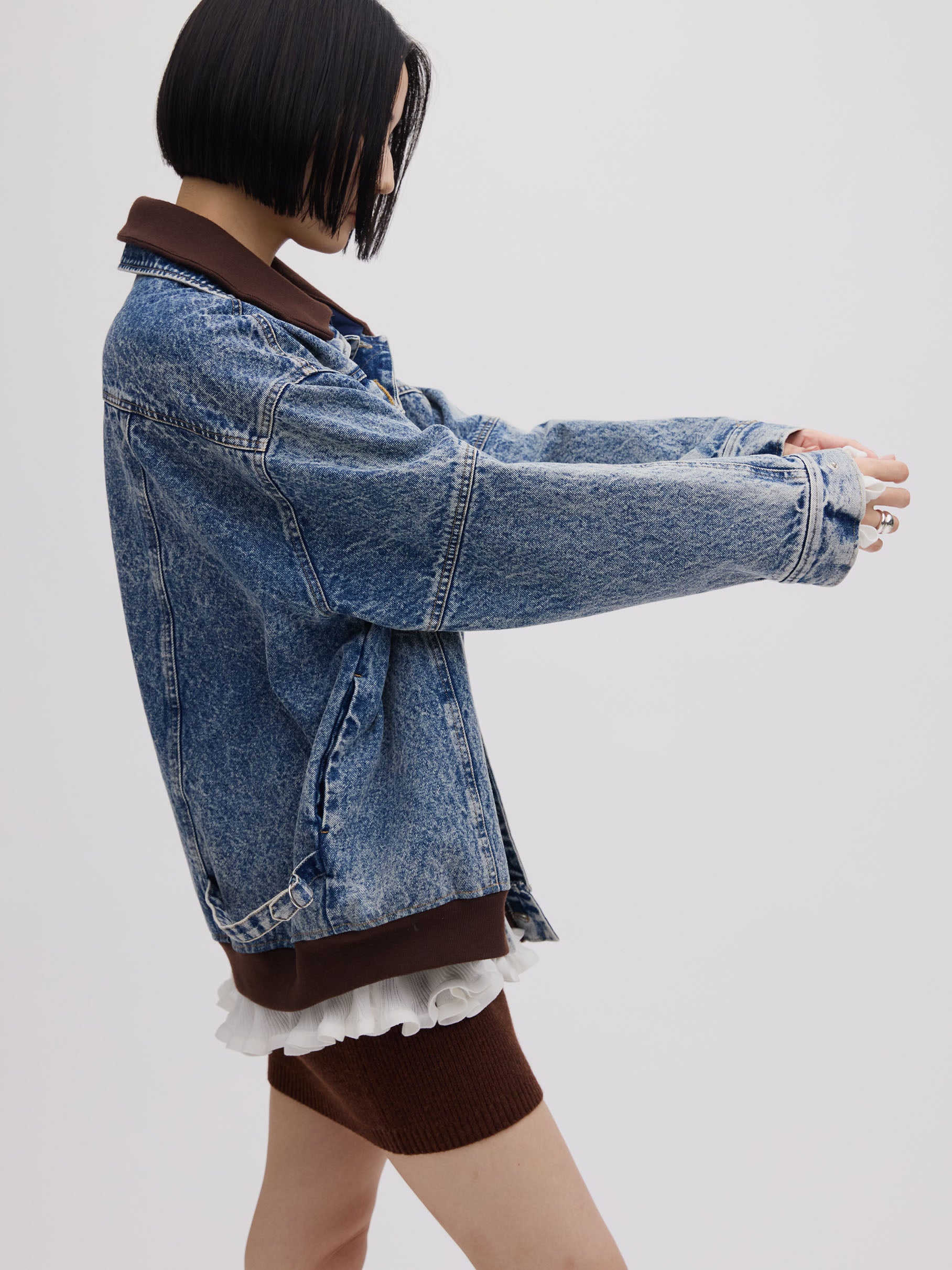 RIB MIX DENIM BLOUSON