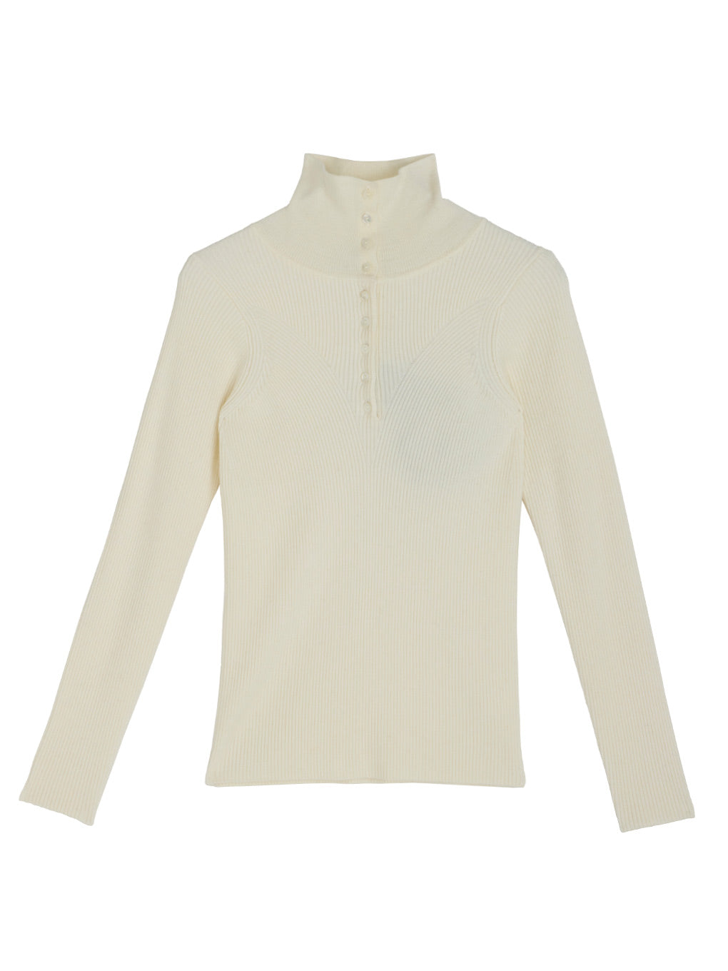 UND HIGH NECK BUTTON KNIT TOP