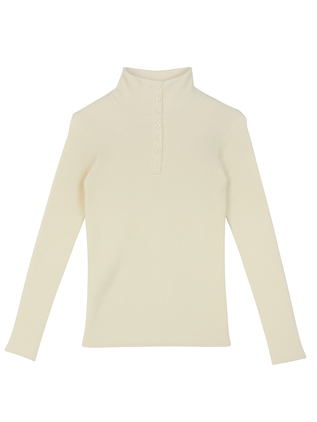 UND HIGH NECK BUTTON KNIT TOP