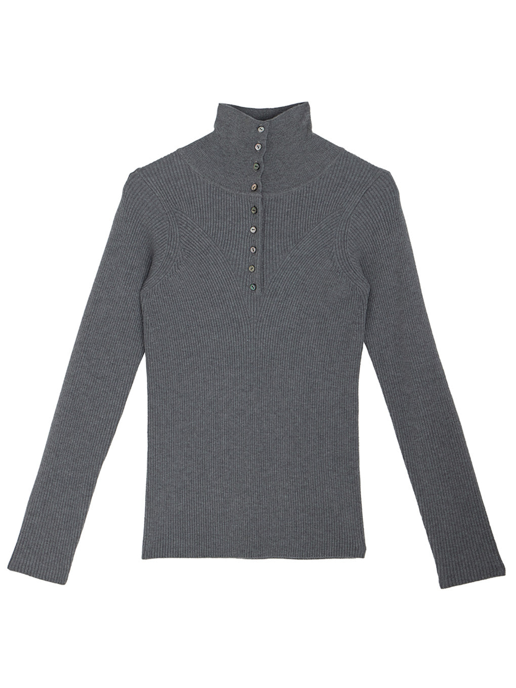 UND HIGH NECK BUTTON KNIT TOP