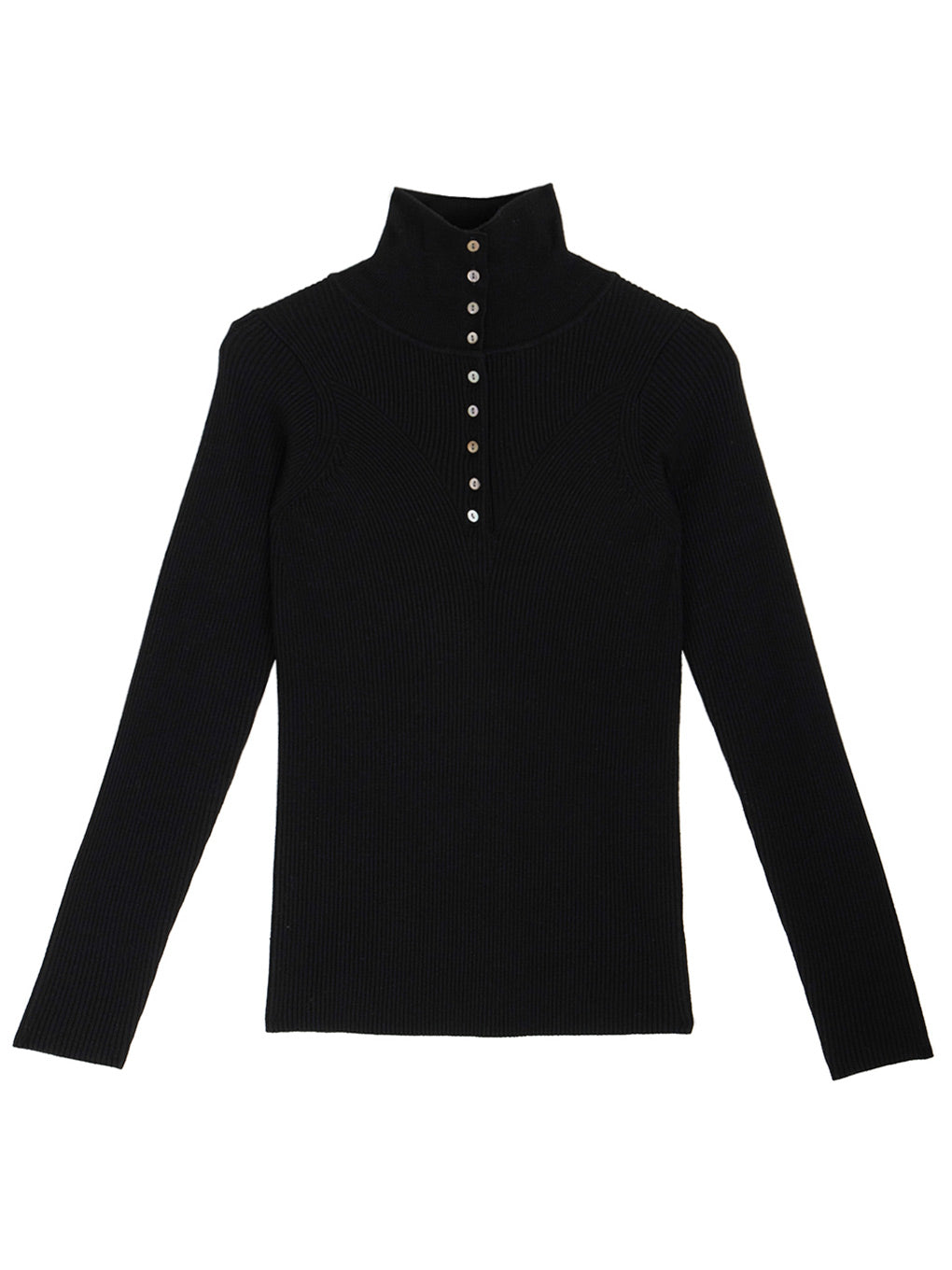 UND HIGH NECK BUTTON KNIT TOP