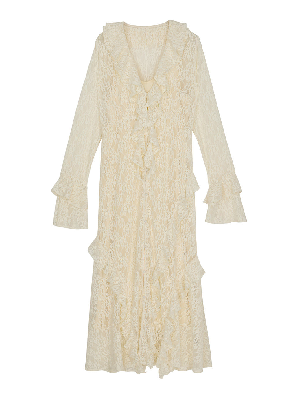 UND 2WAY CUT LACE FRILL DRESS