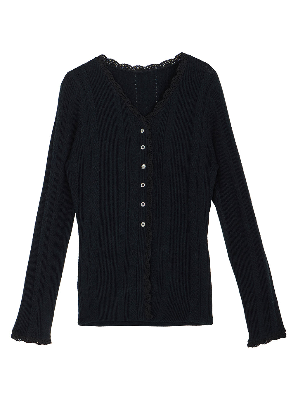 UND PIN TUCK LACE LIKE KNIT TOP