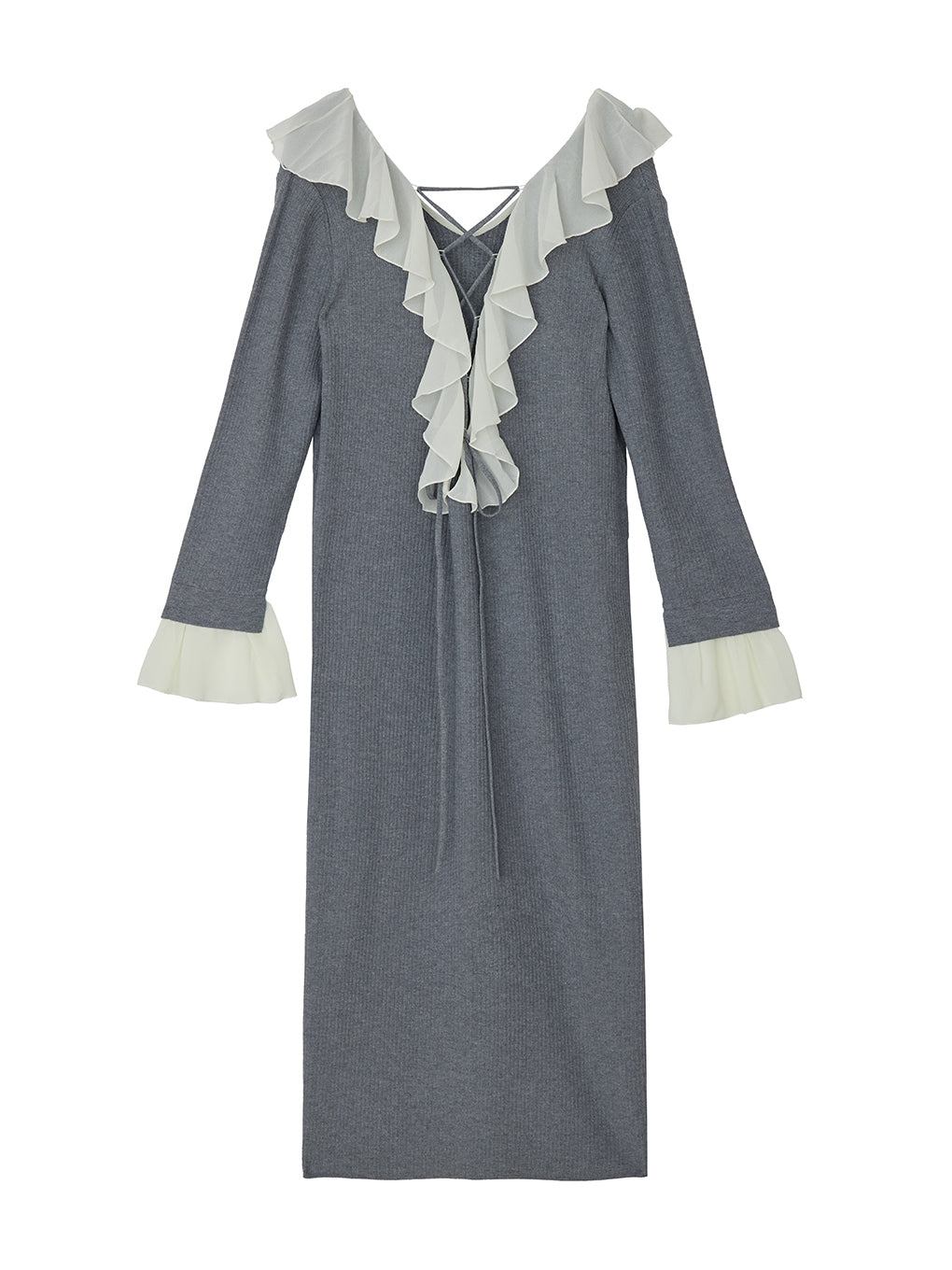 UND 2WAY RUFFLE COLLAR KNIT DRESS
