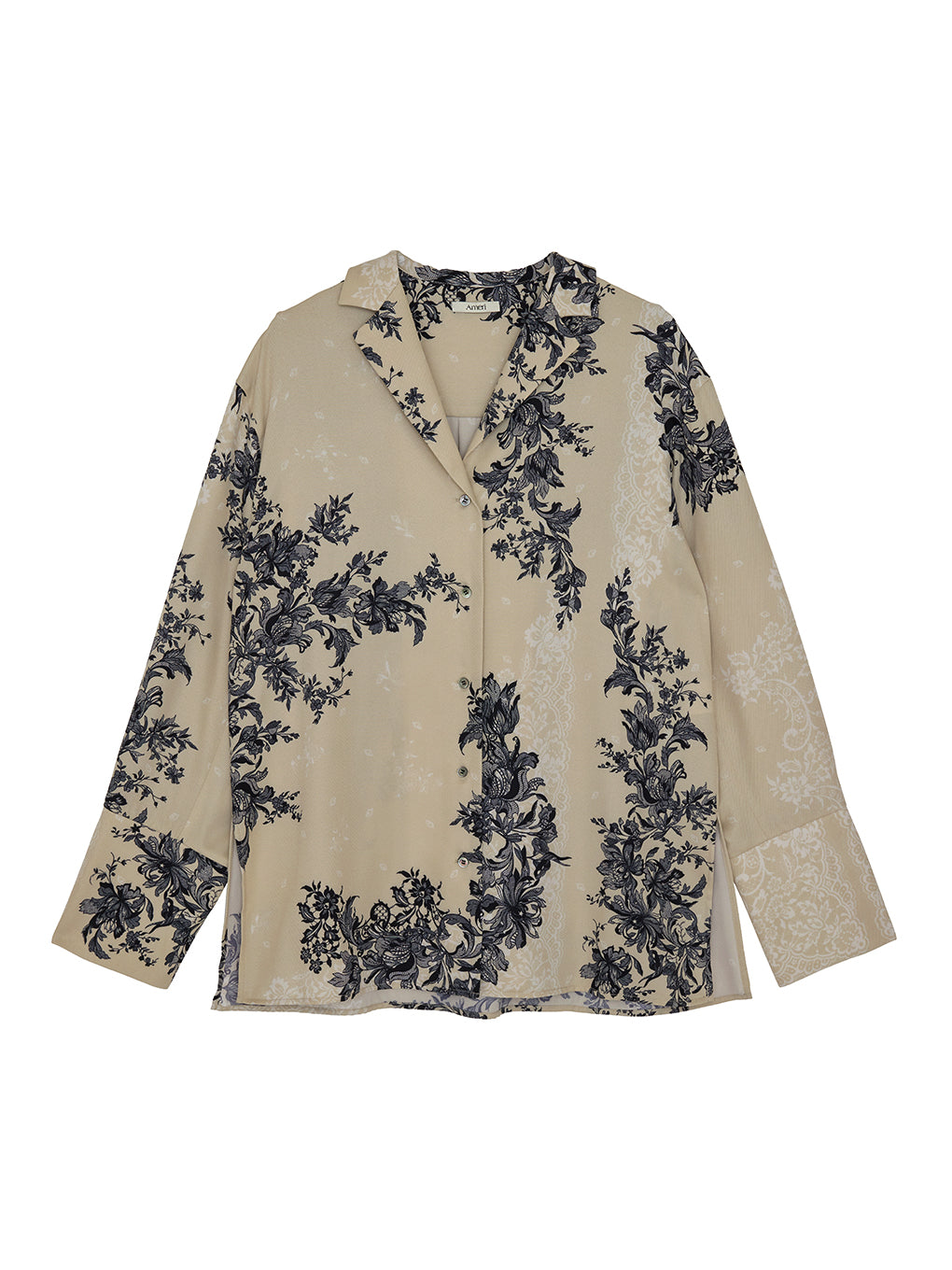 FLORAL LACE SCARF PRINT SHIRT