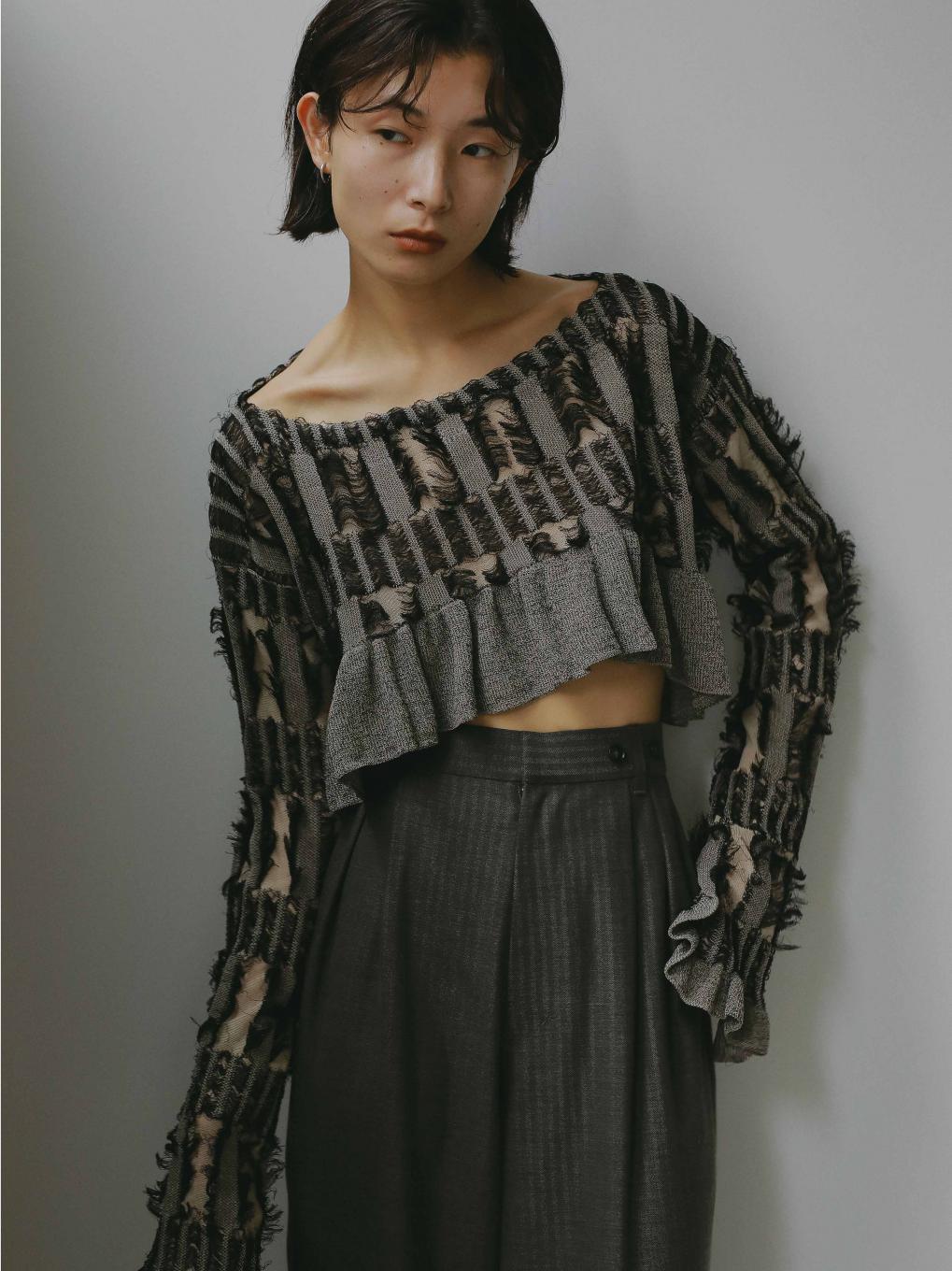 MANY WAY JACQUARD SHORT KNIT TOP