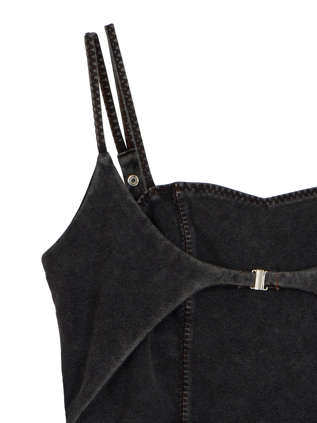 DENIM LIKE VOLUME CAMI ROMPERS