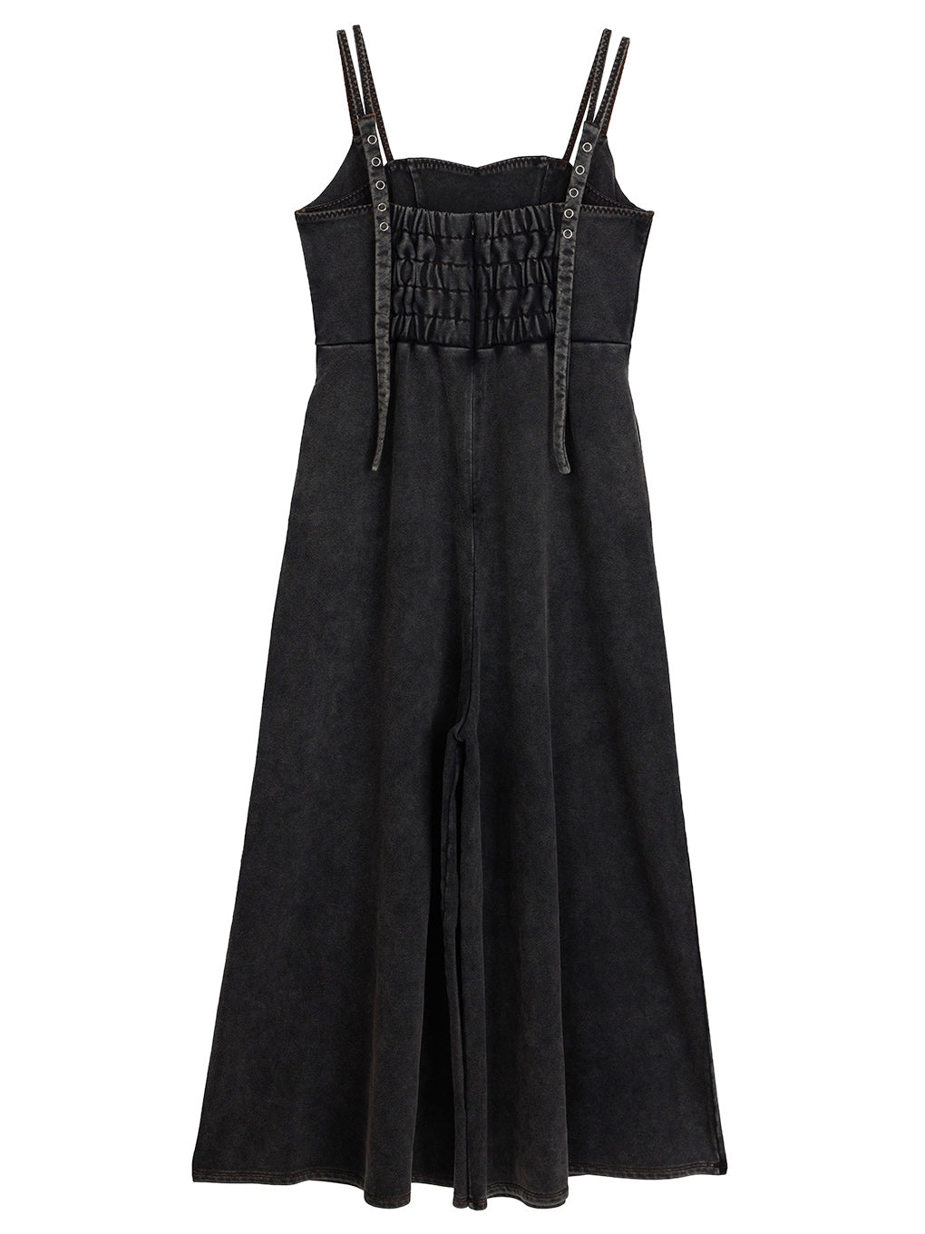 DENIM LIKE VOLUME CAMI ROMPERS