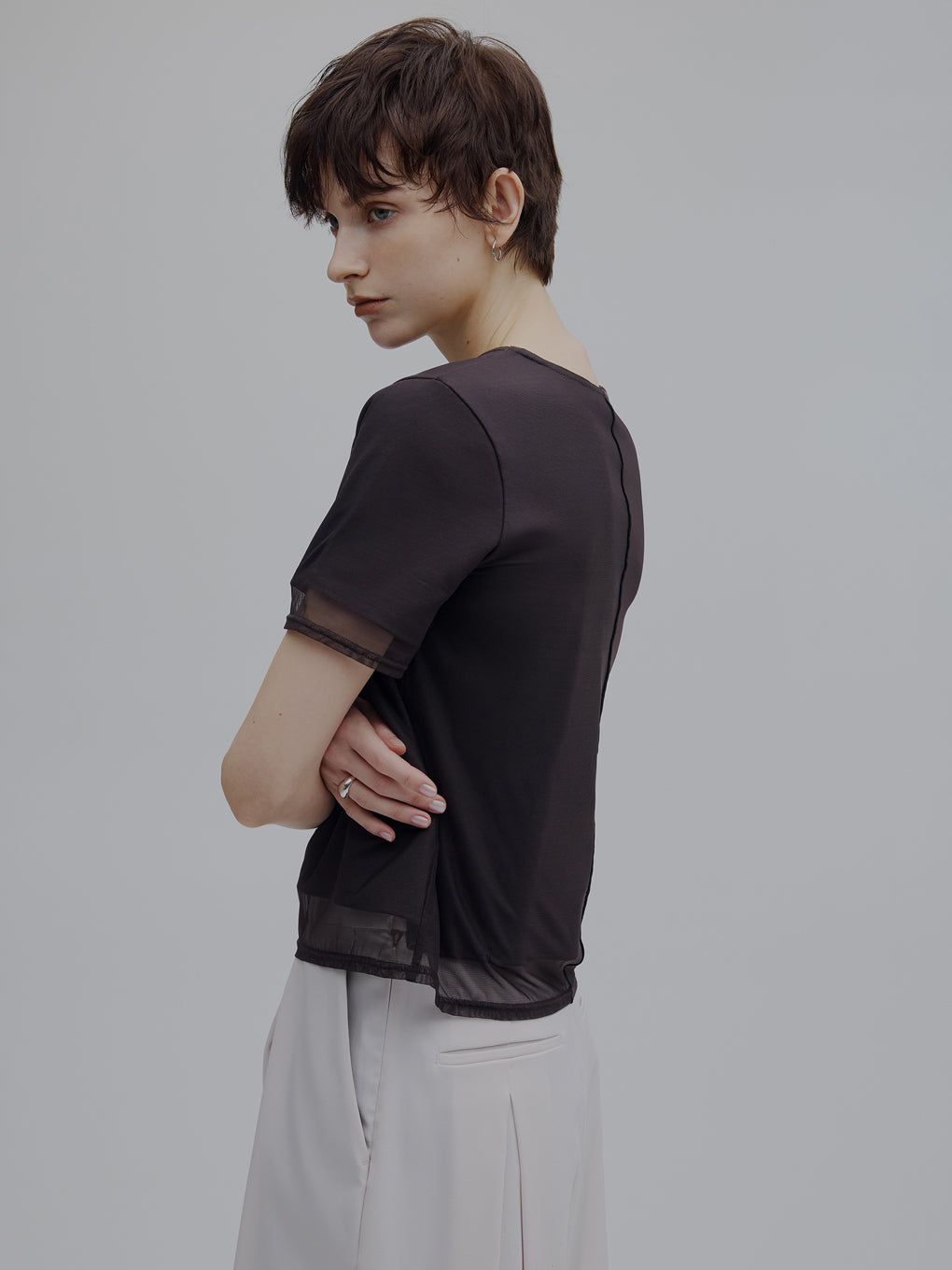 SHEER LAYERED GLIMMER GRAPHIC TEE