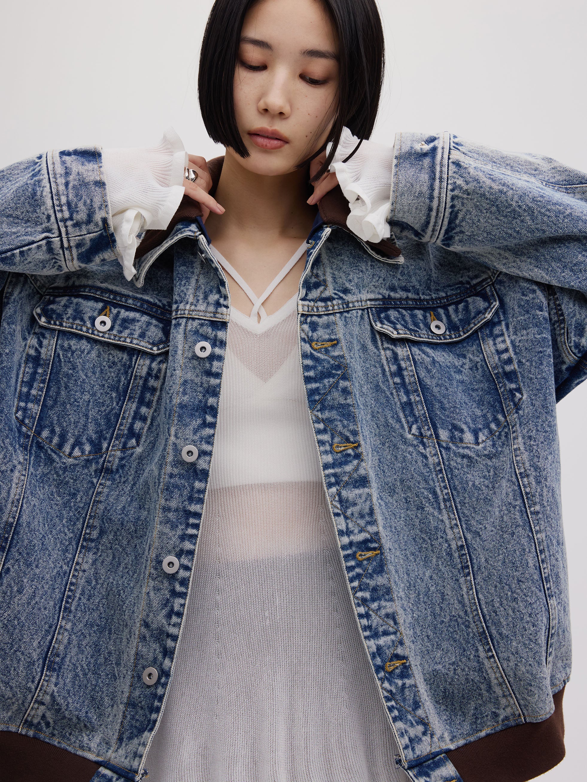 RIB MIX DENIM BLOUSON
