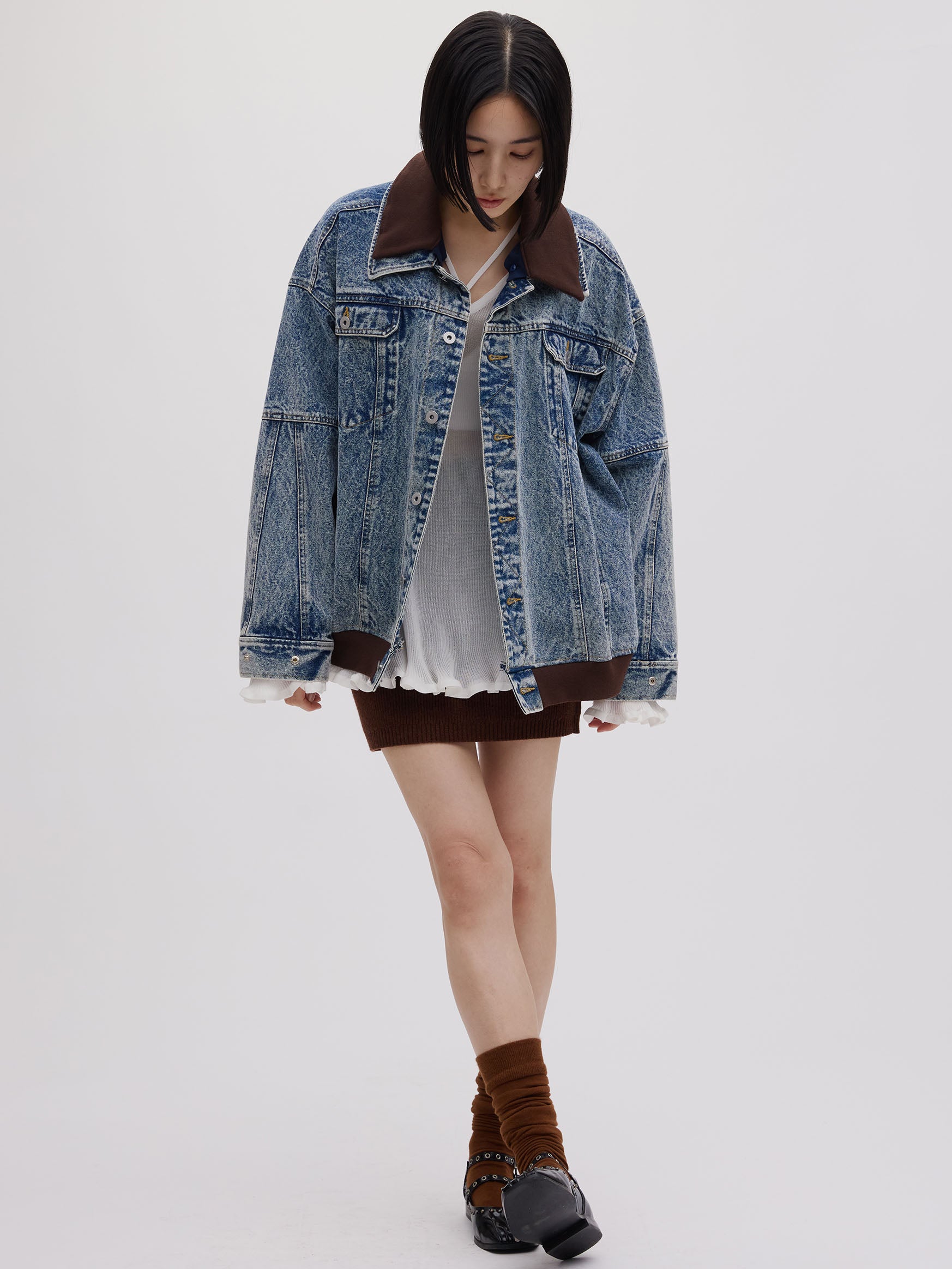 RIB MIX DENIM BLOUSON