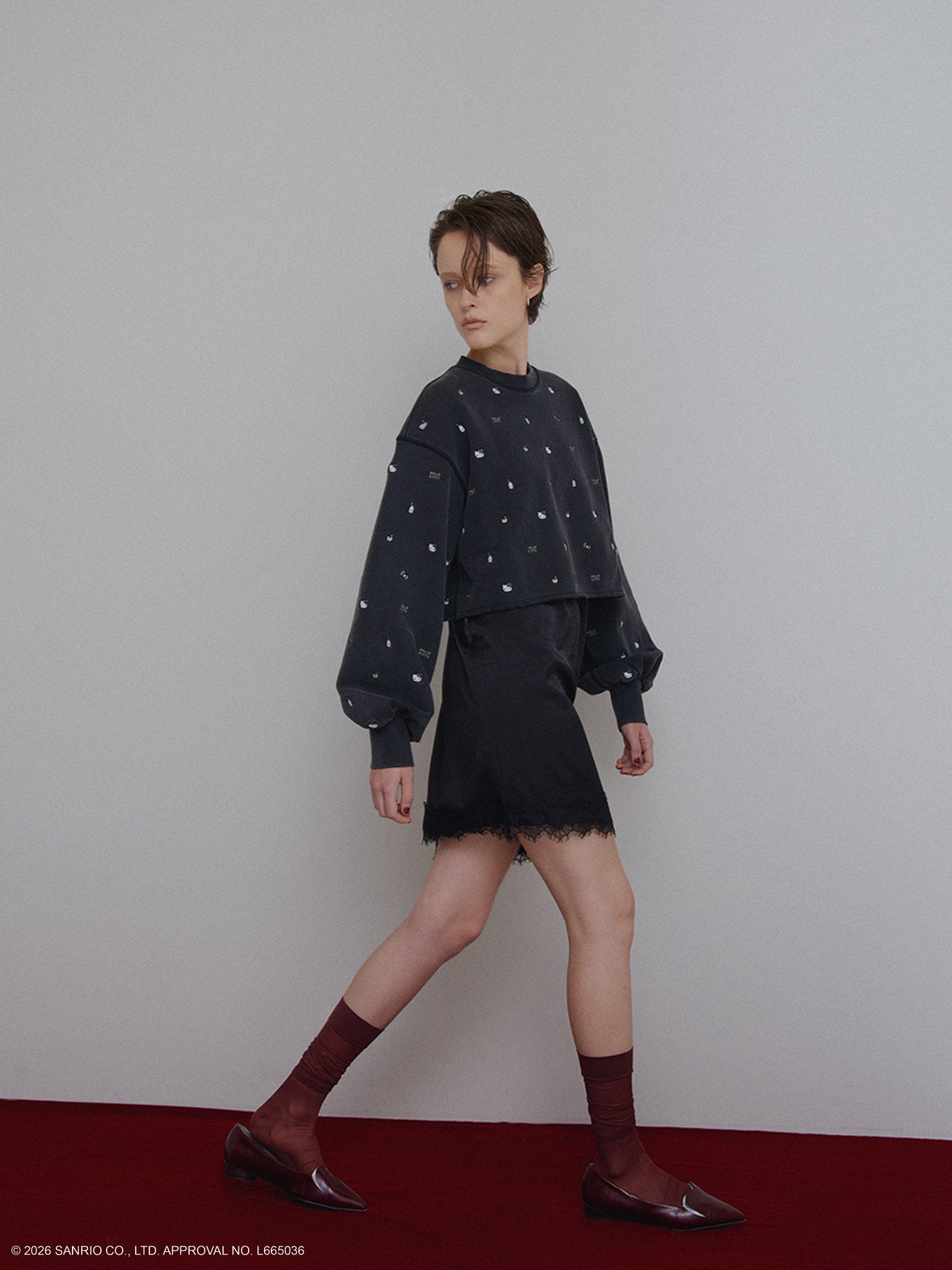 HELLO KITTY×Ameri EMBROIDERY SWEAT TOP