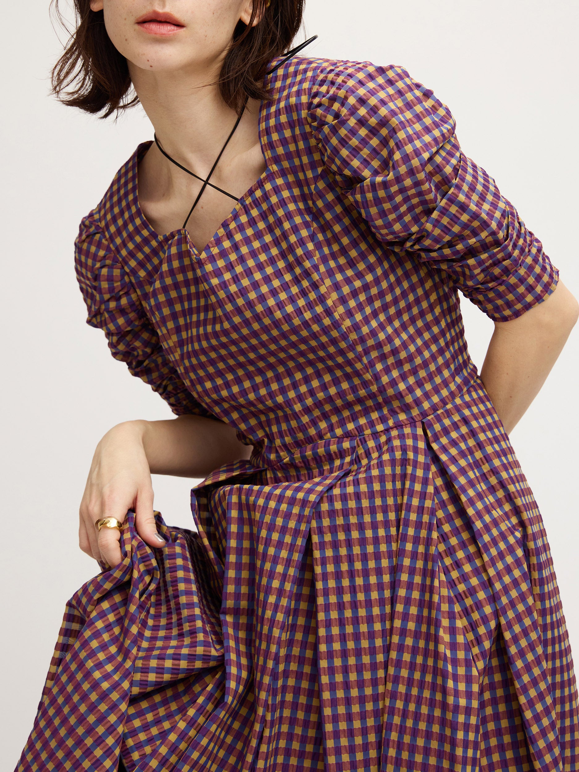 SEERSUCKER VOLUME HEM DRESS