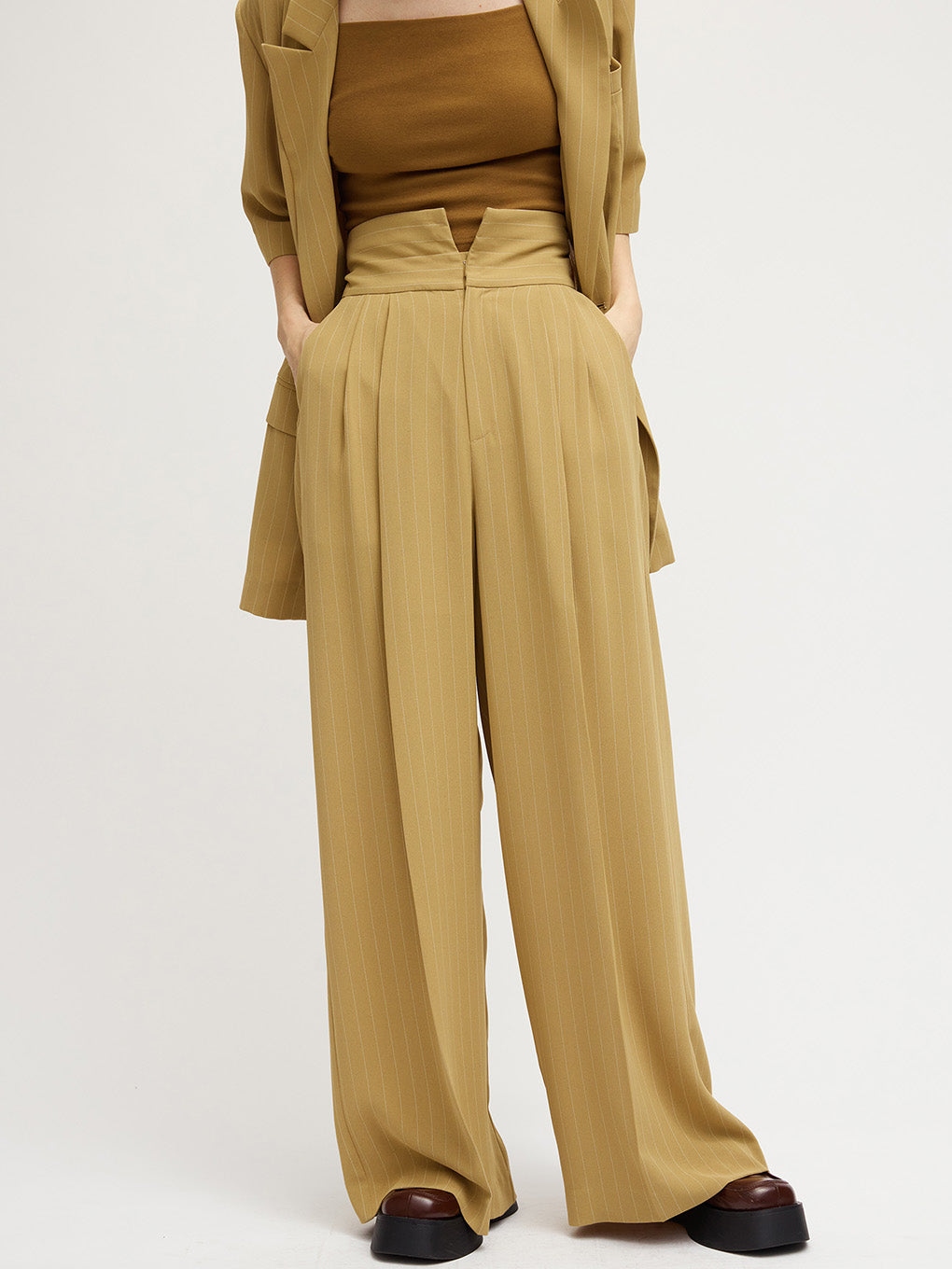 TURN BACK WAIST WIDE PANTS